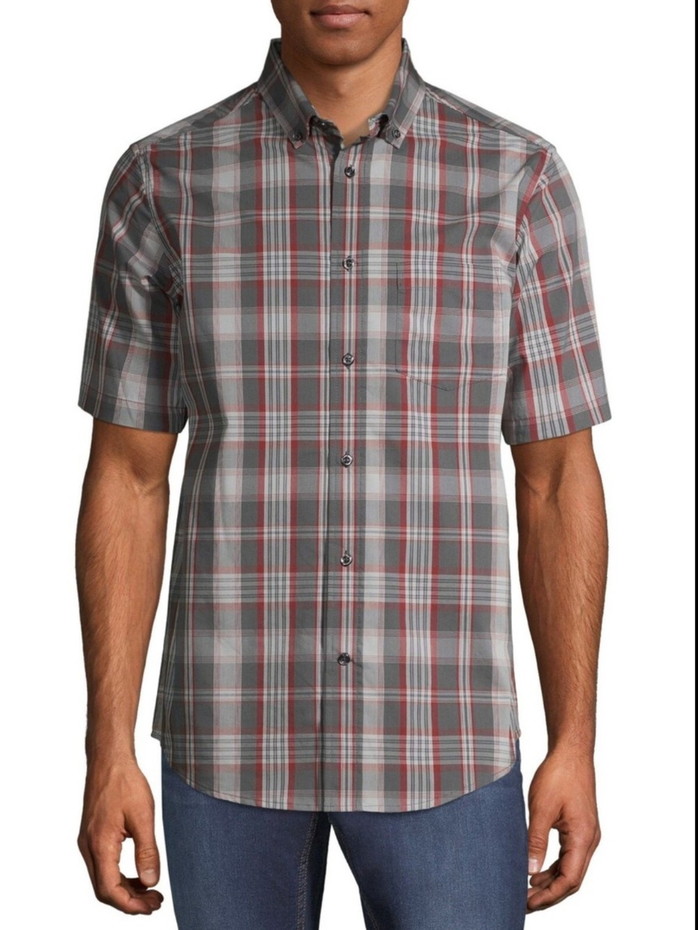 Short-Sleeve Plaid Button-Down Shirt